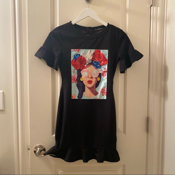 SheIn Black Ruffle Mini Dress - Picture 2 of 8